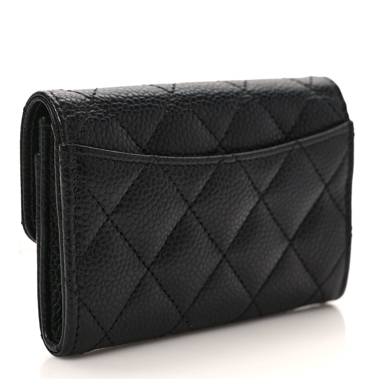 Chanel Caviar Quilted Flap Card Holder Wallet Black 3 of 9