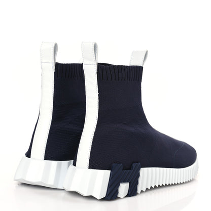 Hermes Technical Canvas Goatskin Fun Sneakers 39 Marine White 4 of 8