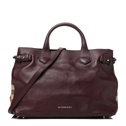 Burberry Smooth Calfskin House Check Medium Banner Tote Deep Claret 1 of 10