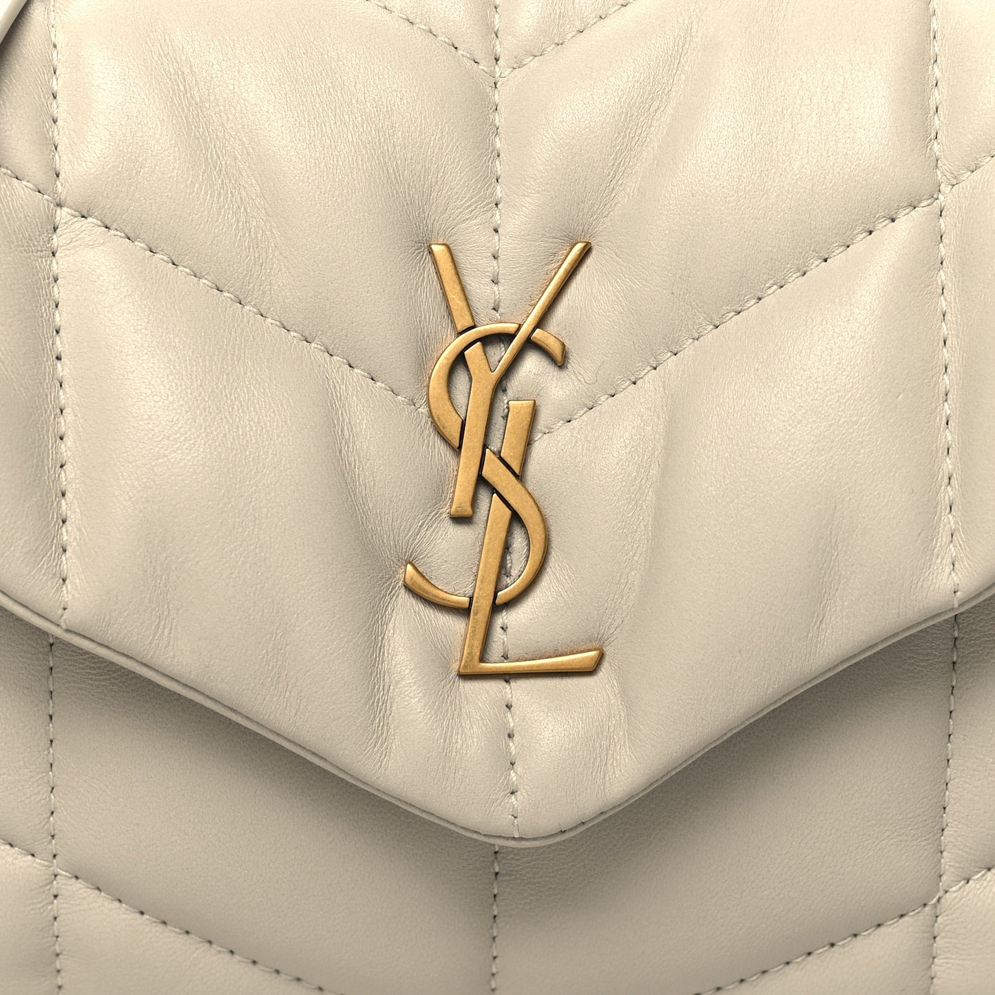 Lambskin Quilted Small Loulou Puffer Monogram Chain Satchel Crema Soft