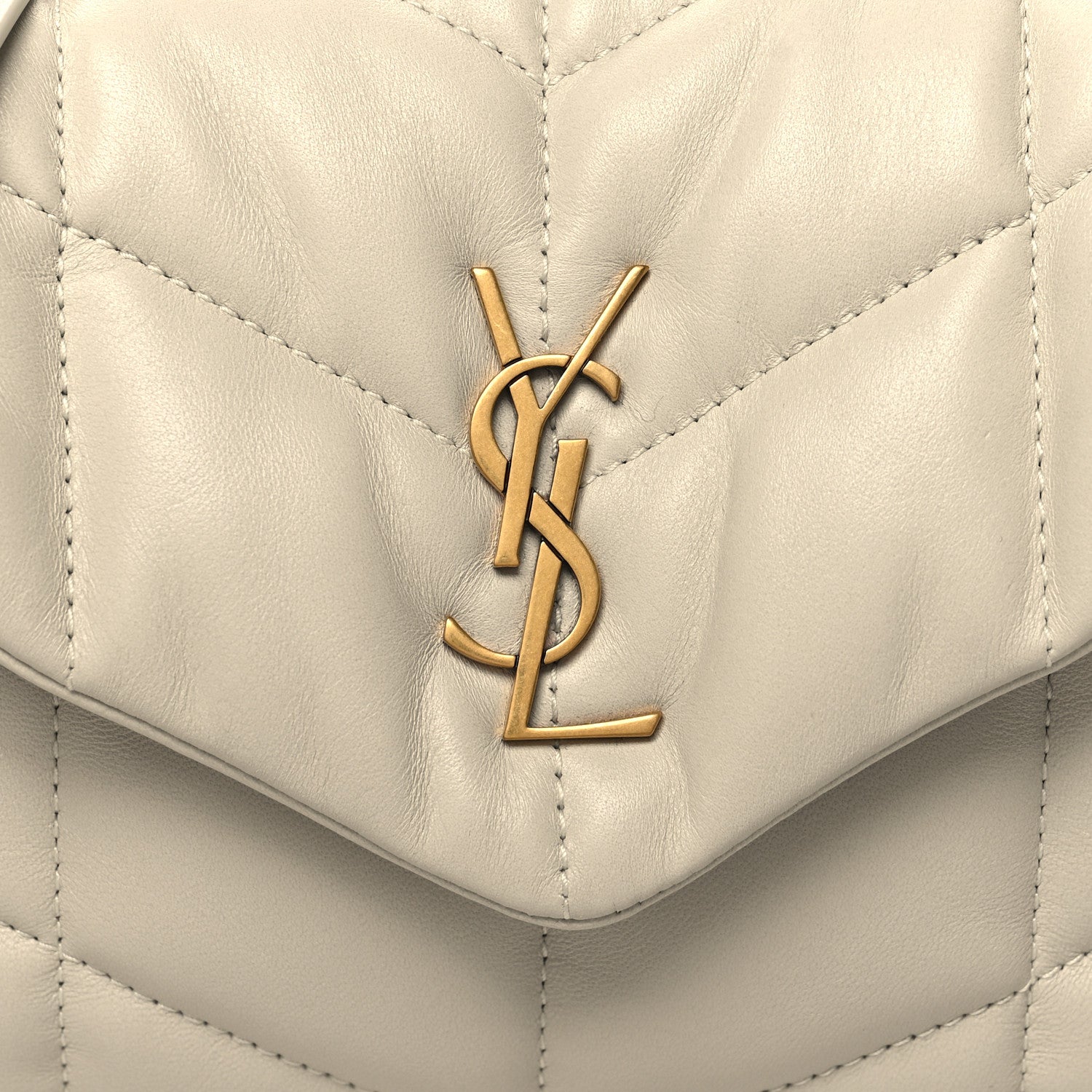 Saint Laurent Lambskin Quilted Small Loulou Puffer Monogram Chain Satchel Crema Soft 8 of 10