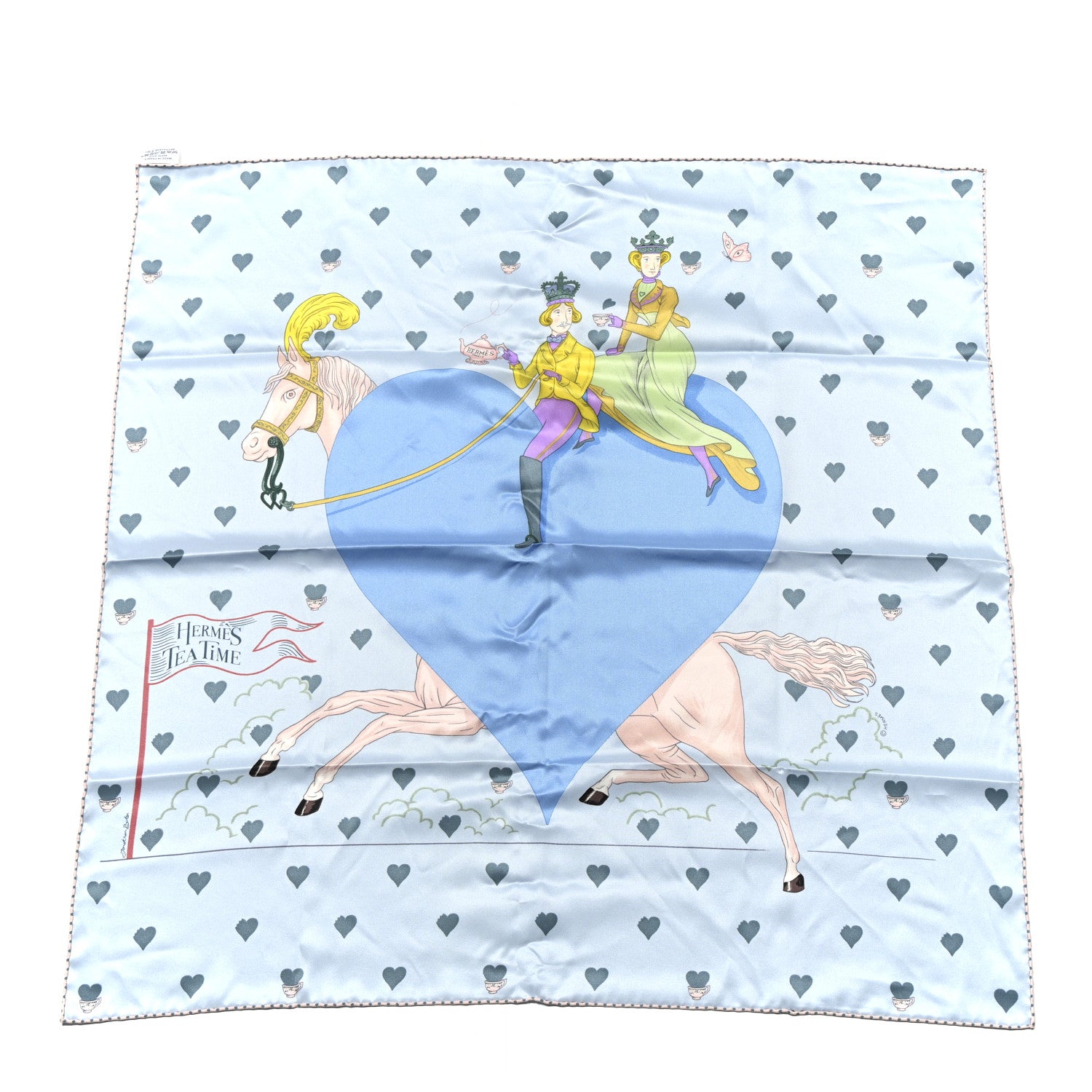 Hermes Silk Tea Time Scarf 70 Bleu Ciel Bleu Azur 1 of 5