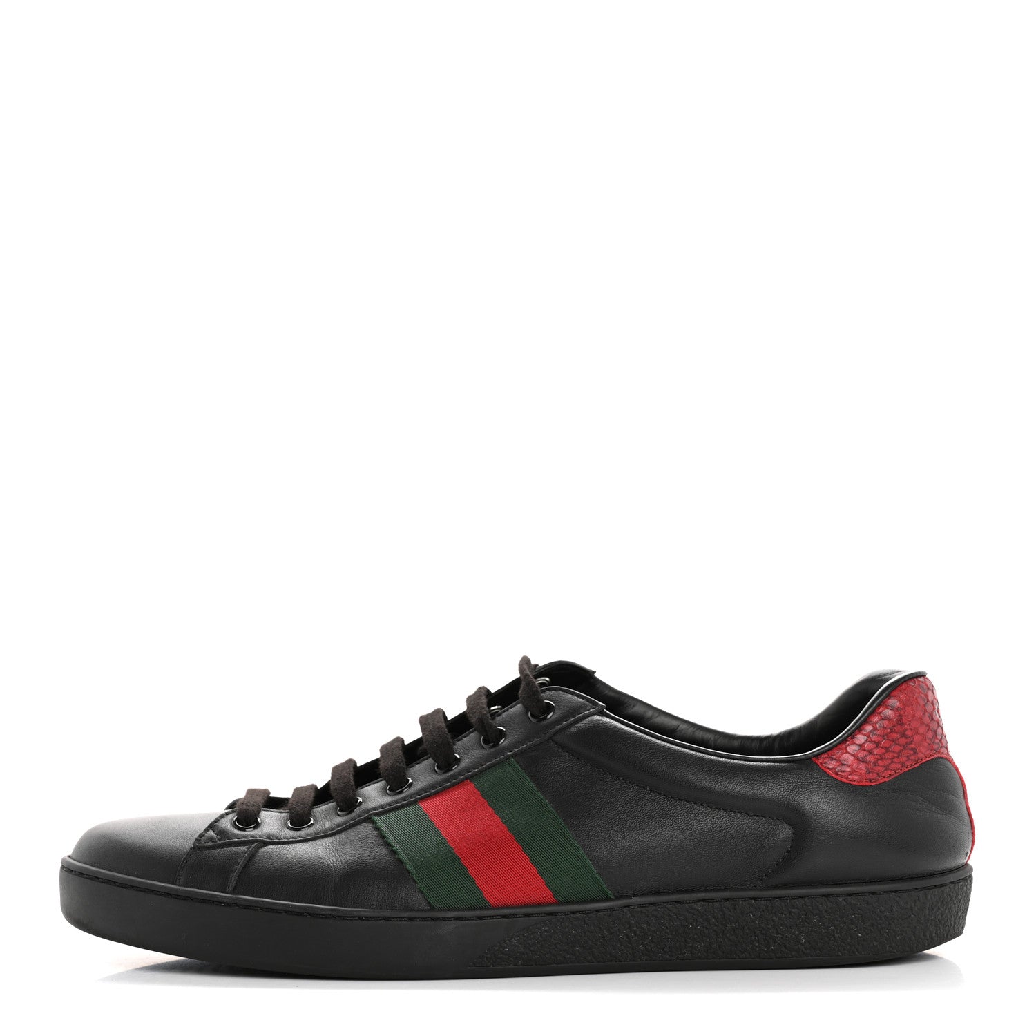 Gucci Miro Soft Calfskin Ayers Web Mens Ace Sneakers 10 Black Rosso 1 of 12