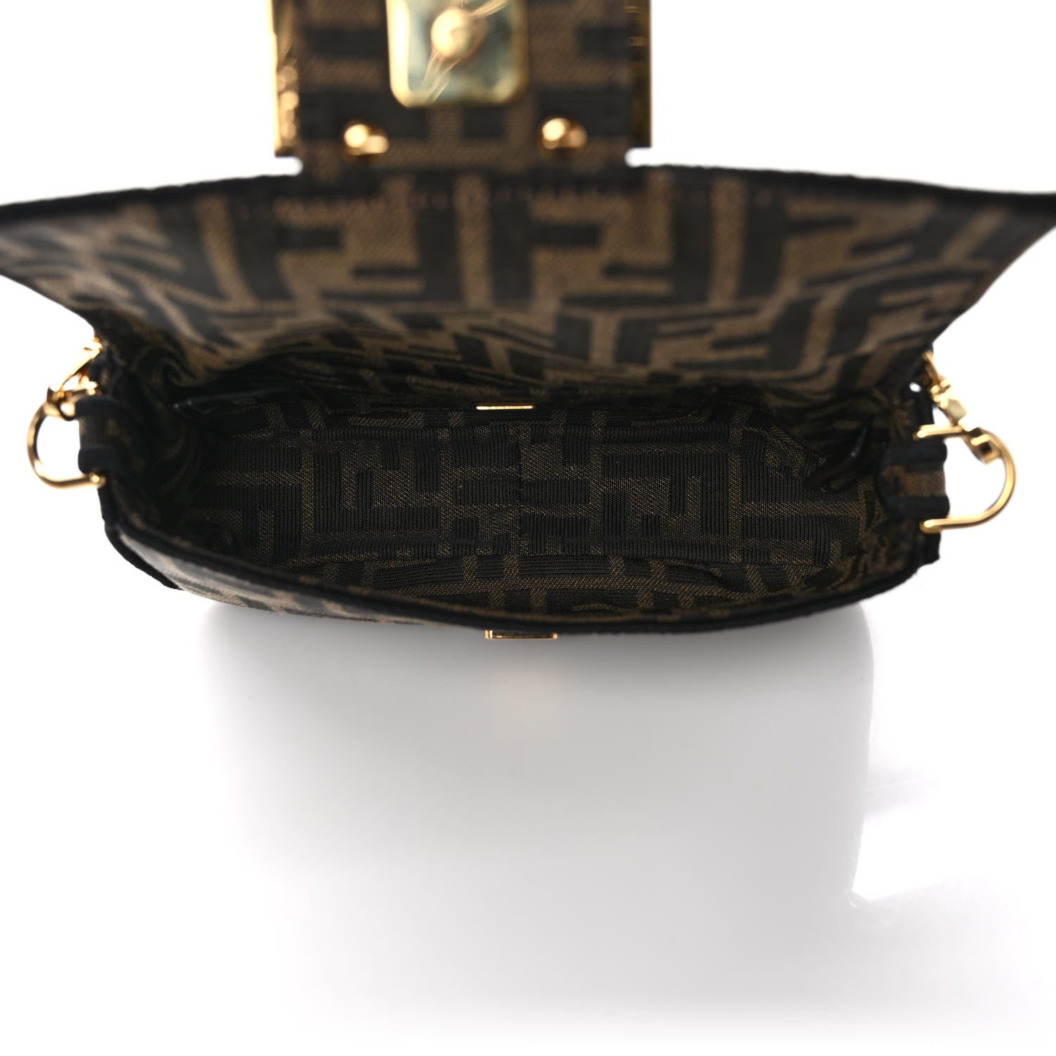 Fendi Fabric Jacquard FF 1974 Mini Baguette Tobacco Moro Black 5 of 8