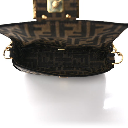 Fendi Fabric Jacquard FF 1974 Mini Baguette Tobacco Moro Black 5 of 8