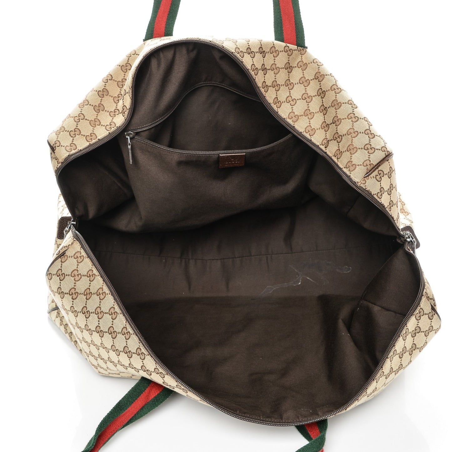 GG Monogram Web Large Collapsible Carry On Duffle Beige Brown
