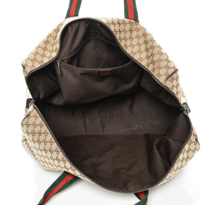Gucci GG Monogram Web Large Collapsible Carry On Duffle Beige Brown 5 of 9