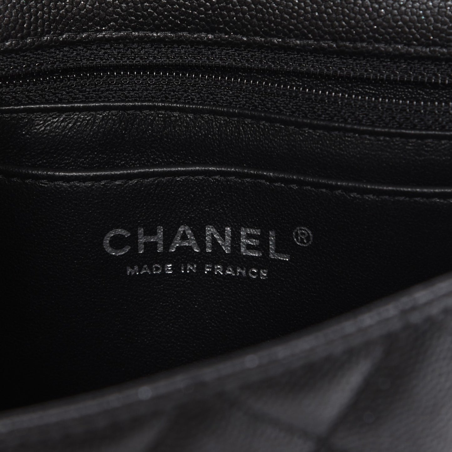 Iridescent Caviar Quilted Mini Rectangular Flap Black