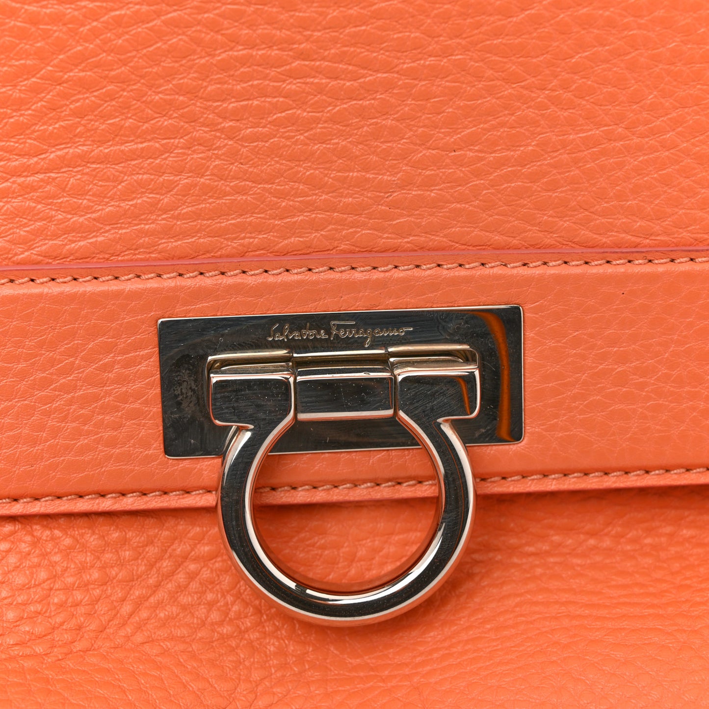 Grained Calfskin Sofia Satchel Orange