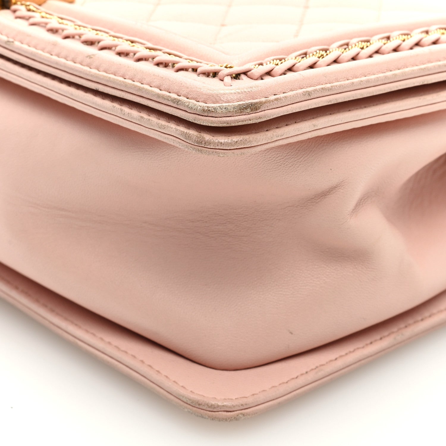Chanel Lambskin Quilted Medium Chain Detail Boy Flap Light Pink 9 of 11
