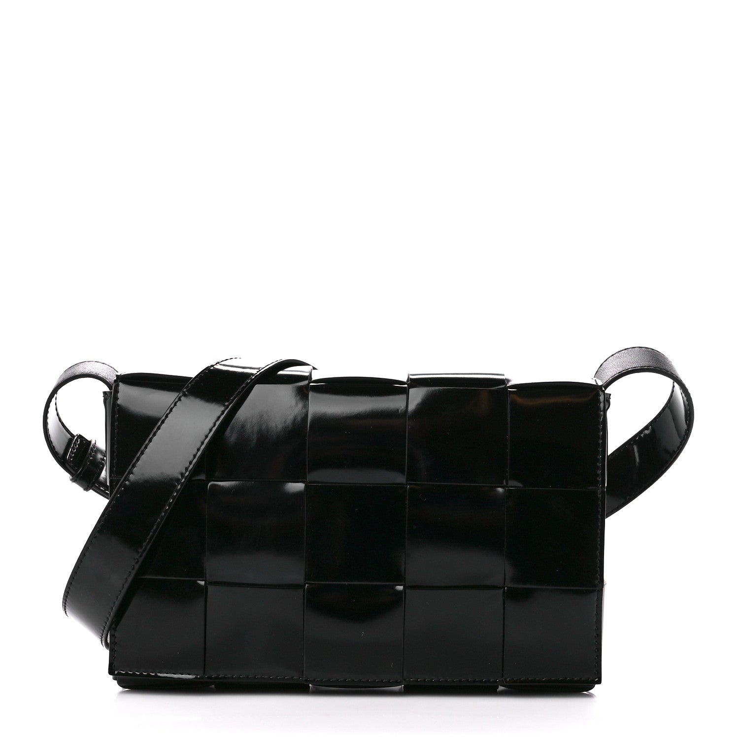 Bottega Veneta Patent Maxi Intrecciato Cassette Crossbody Bag Black 1 of 12