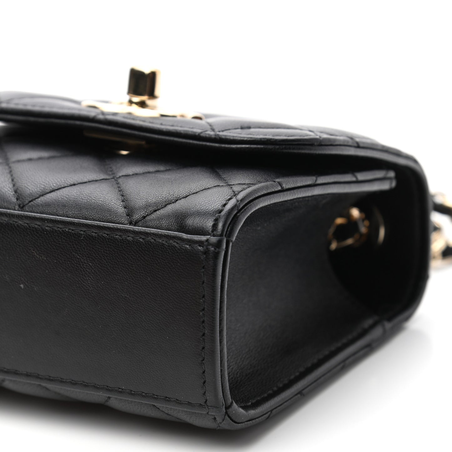 Lambskin Quilted Mini Trendy CC Chain Wallet Black