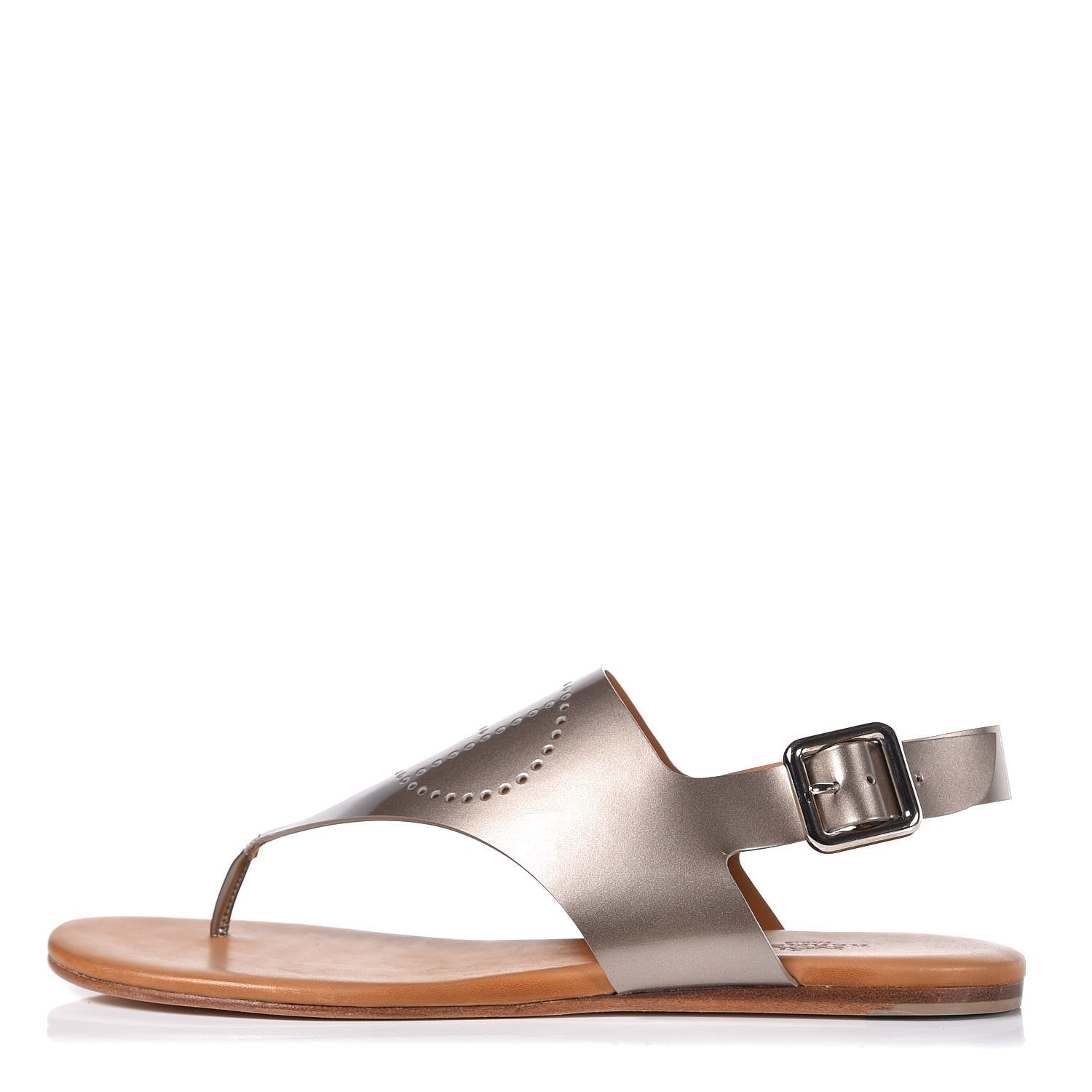 Hermes Metallic Calfskin Kola Sandals 38.5 Gold 1 of 7