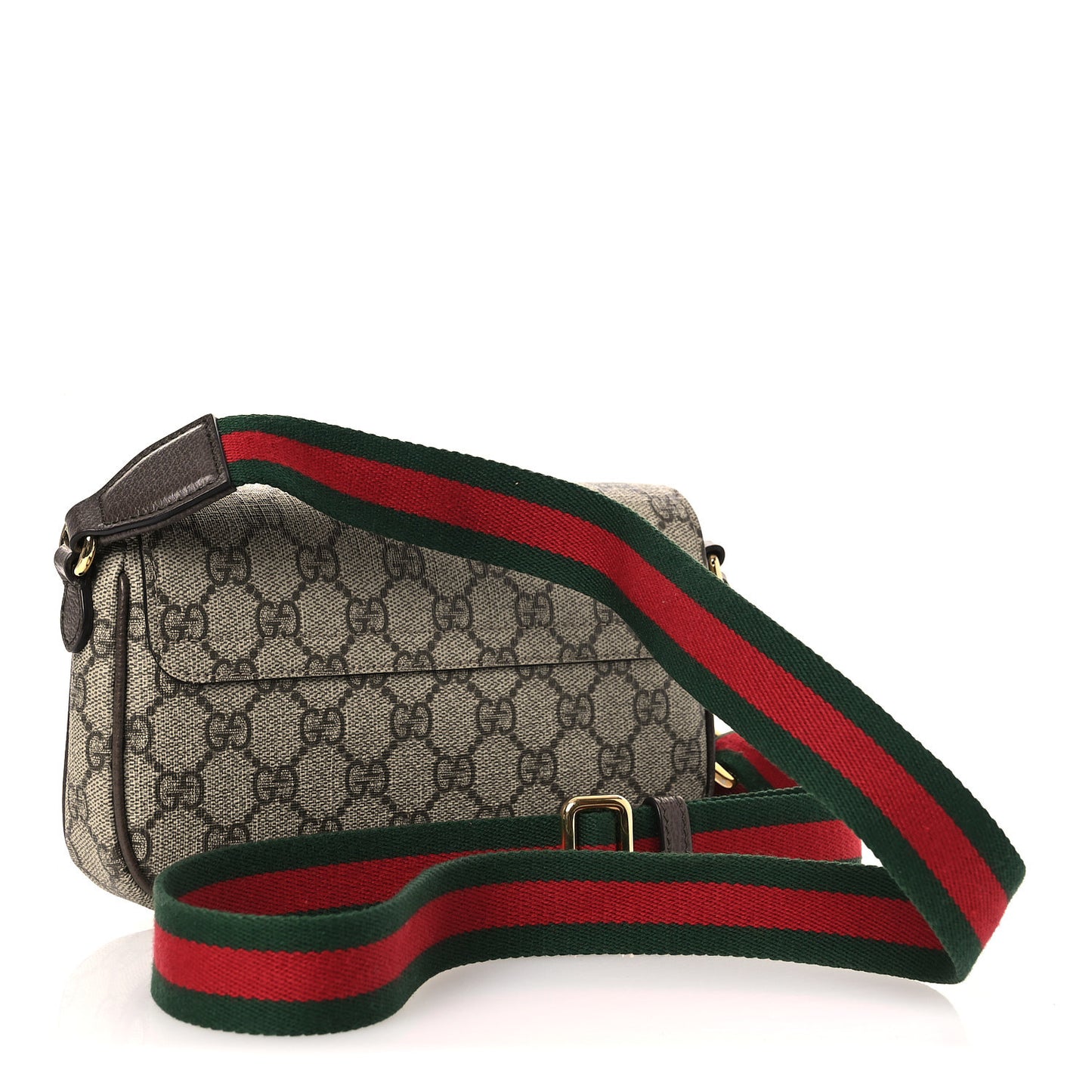 GG Supreme Monogram Textured Dollar Calfskin Web Mini Ophidia Envelope Shoulder Bag Beige Ebony