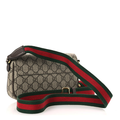 Gucci GG Supreme Monogram Textured Dollar Calfskin Web Mini Ophidia Envelope Shoulder Bag Beige Ebony 2 of 10
