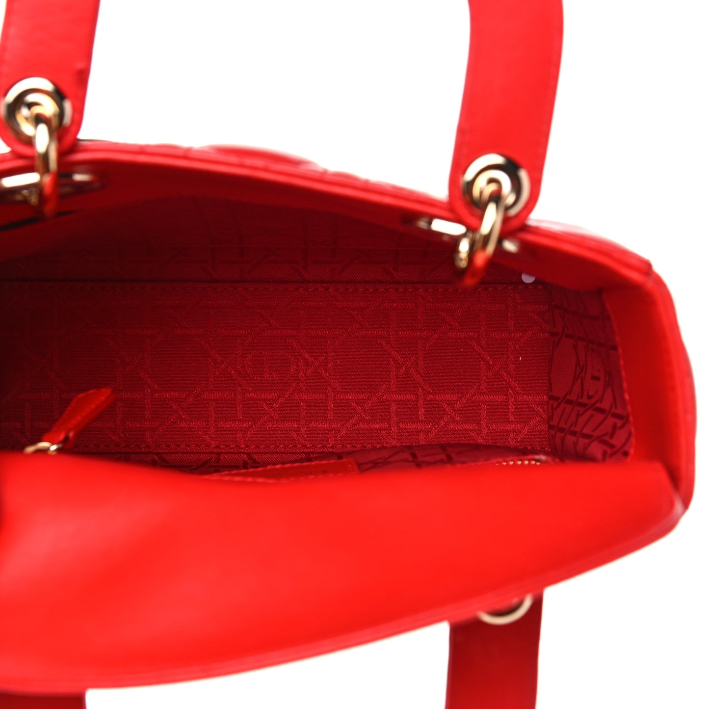 Lambskin Cannage Small Lucky Badges My Lady Dior Red