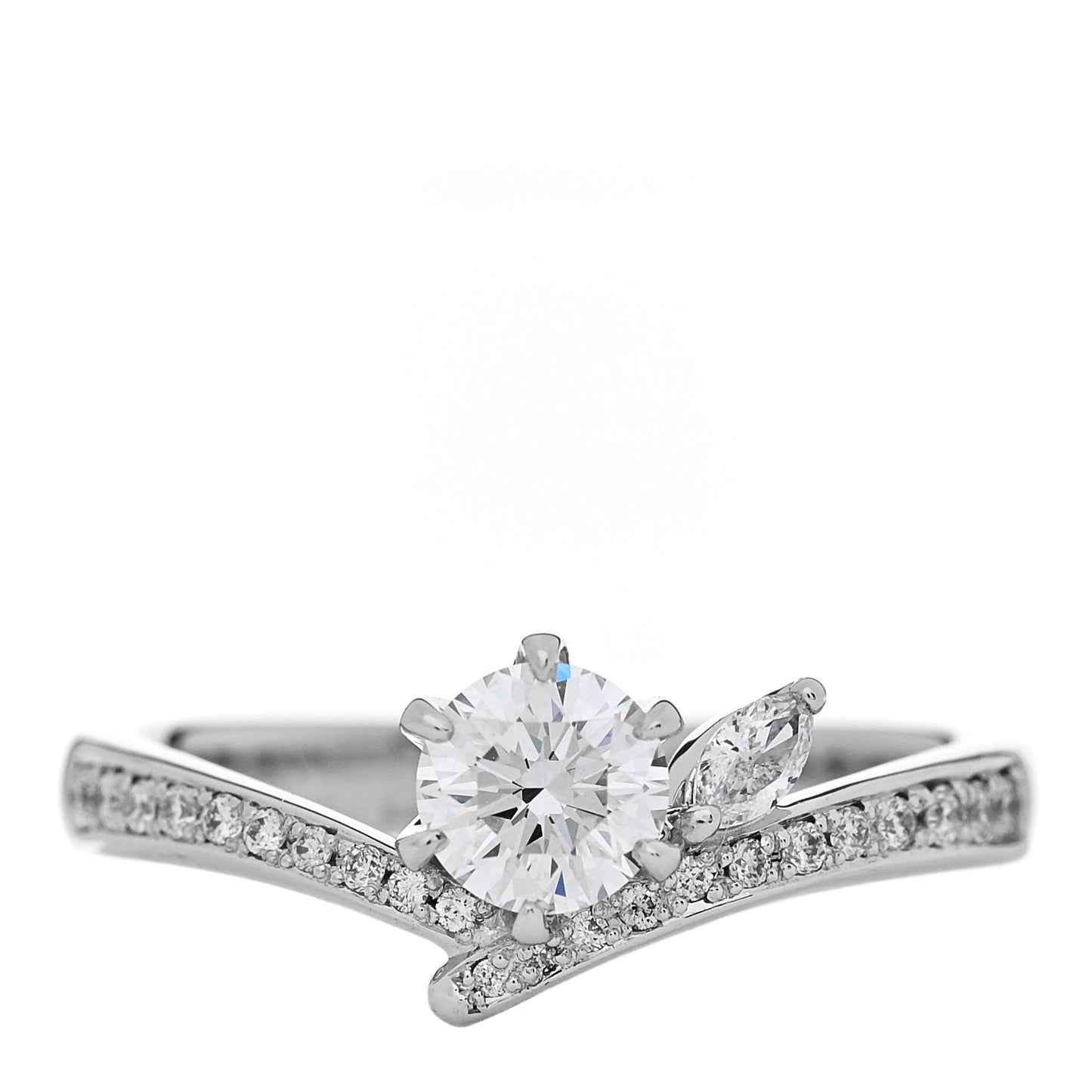Platinum Diamond .50ctw Round Marquise Cut Pave Ring  53 6.5