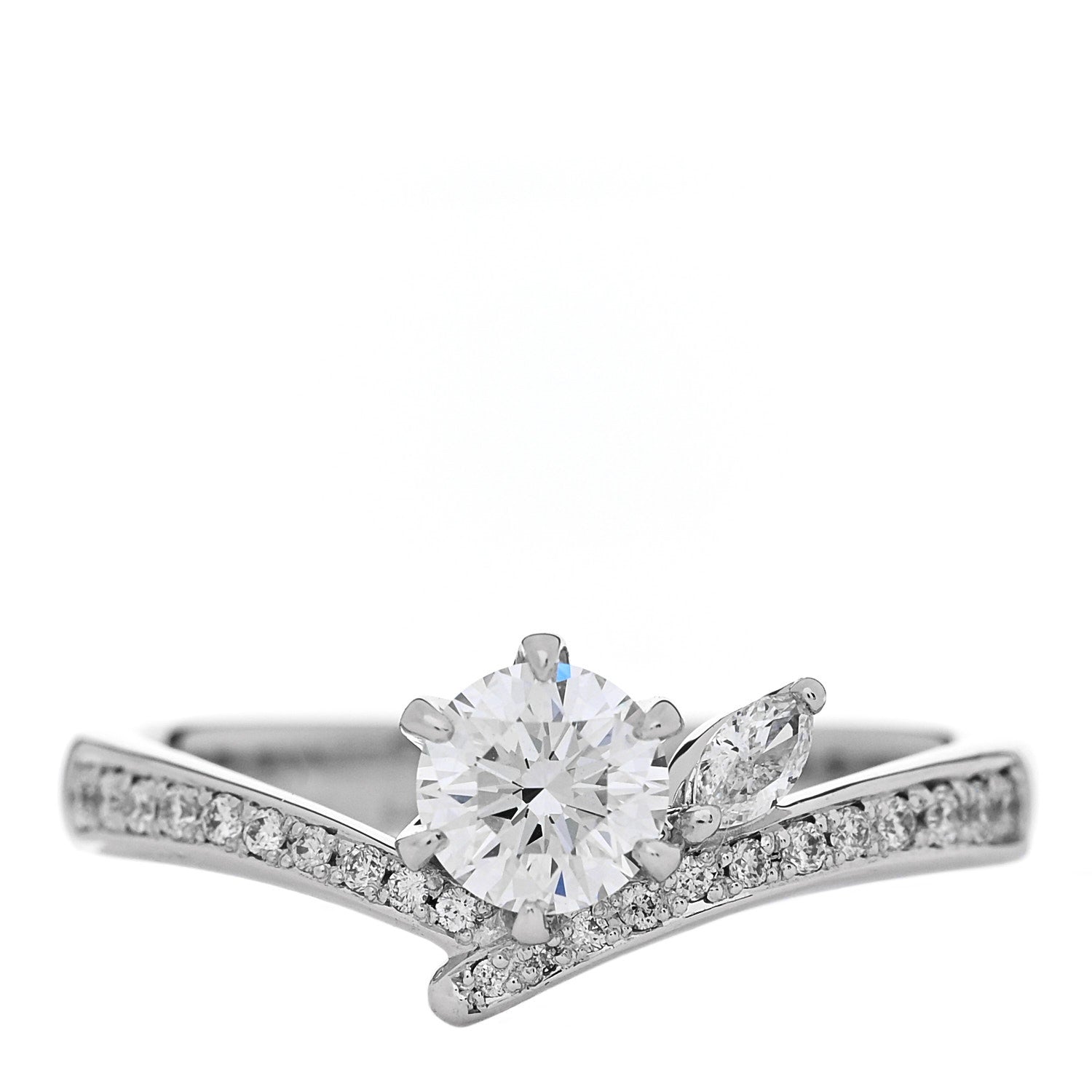 Parker & West by FASHIONPHILE Platinum Diamond .50ctw Round Marquise Cut Pave Ring  53 6.5 1 of 10