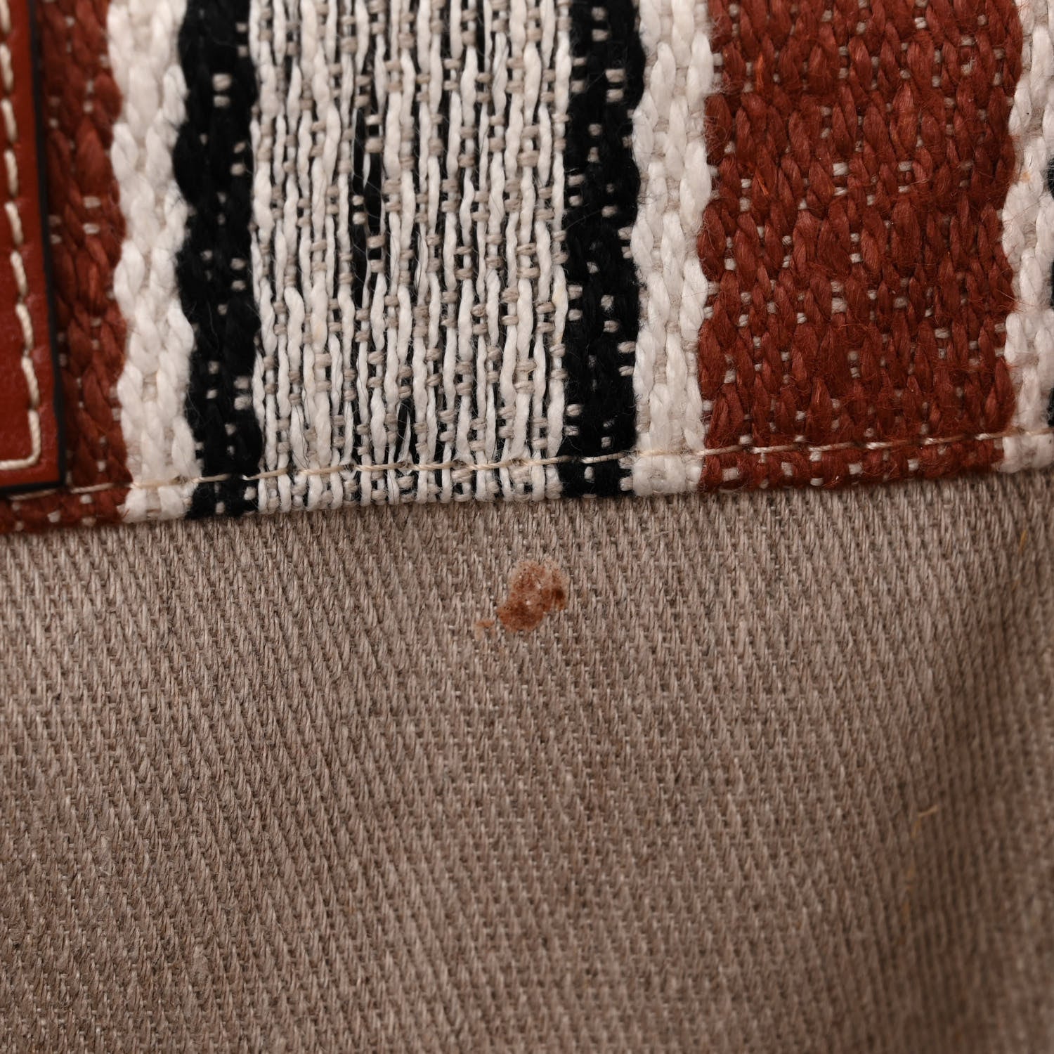 Chloe Woven Linen Large Woody Striped Ribbon Tote Sepia Brown 13 of 14