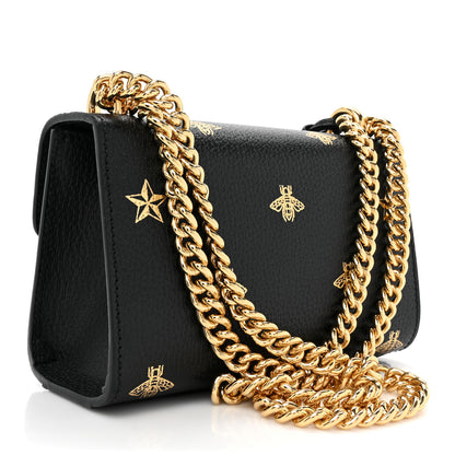 Gucci Grained Calfskin Bee Star Small Padlock Shoulder Bag Black 3 of 9