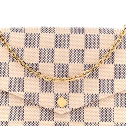 Louis Vuitton Damier Azur Pochette Felicie Chain Wallet Rose Ballerine 8 of 10