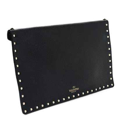 Valentino Garavani Vitello Large Rockstud Envelope Clutch Black 3 of 6
