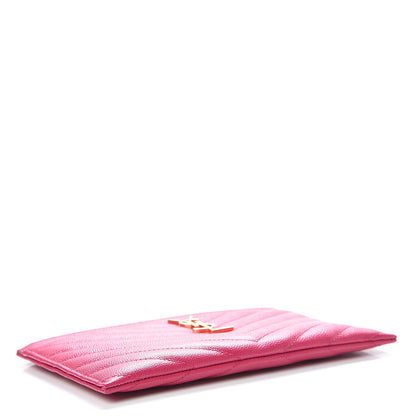 Saint Laurent Grain De Poudre Chevron Monogram Bill Pouch Fresh Fuxia 4 of 9