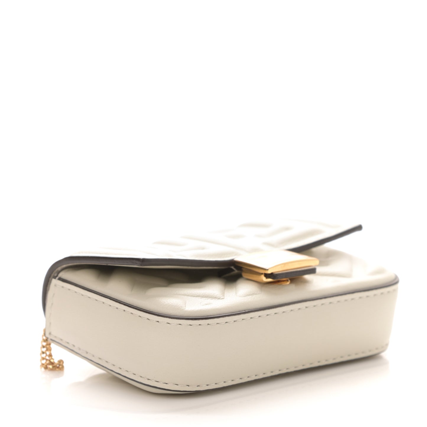 Nappa Matisse FF Embossed Nano Baguette Charm White