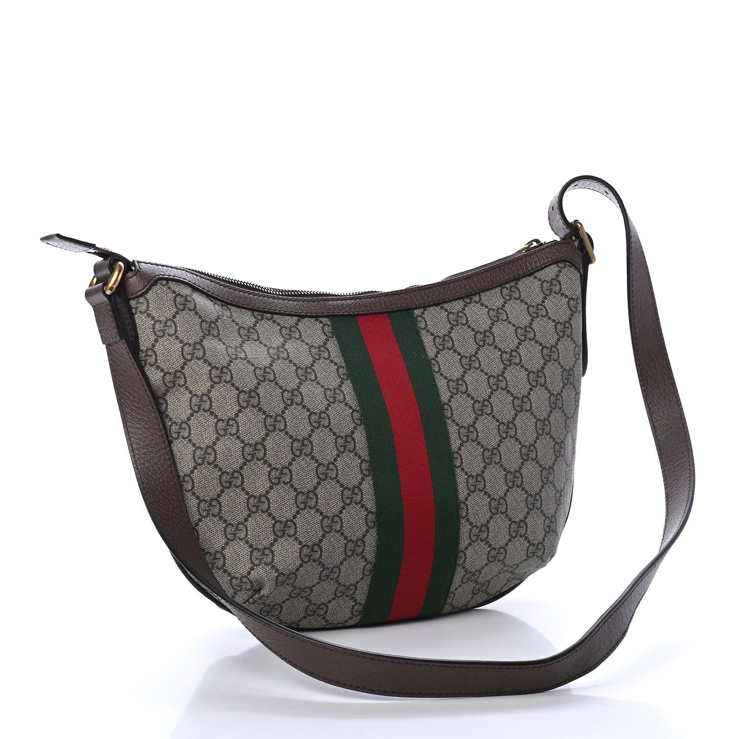 Gucci GG Supreme Monogram Web Small Ophidia Half Moon Hobo Brown 2 of 4