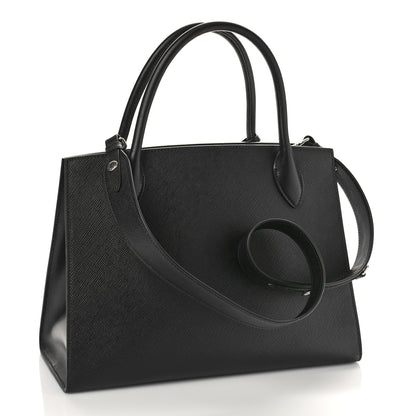 Prada Saffiano Cuir Calfskin Medium Monochrome Top Handle Tote Black 3 of 9