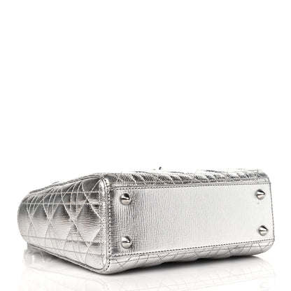 Christian Dior Metallic Grained Calfskin Cannage Small Lucky Badges My Lady Dior Silver 4 of 11