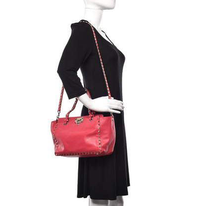 Valentino Garavani Vitello Small Rockstud Tote Deep Rose 2 of 9