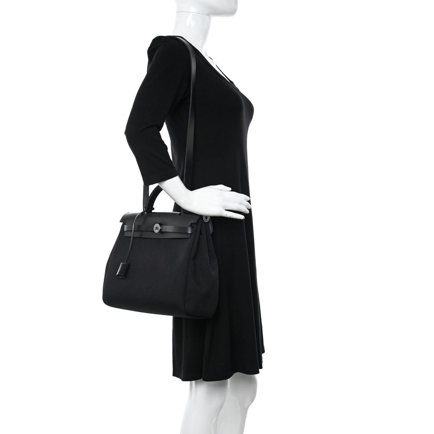 Hermes Military Toile Vache Hunter Herbag Zip PM 31 Black 2 of 11
