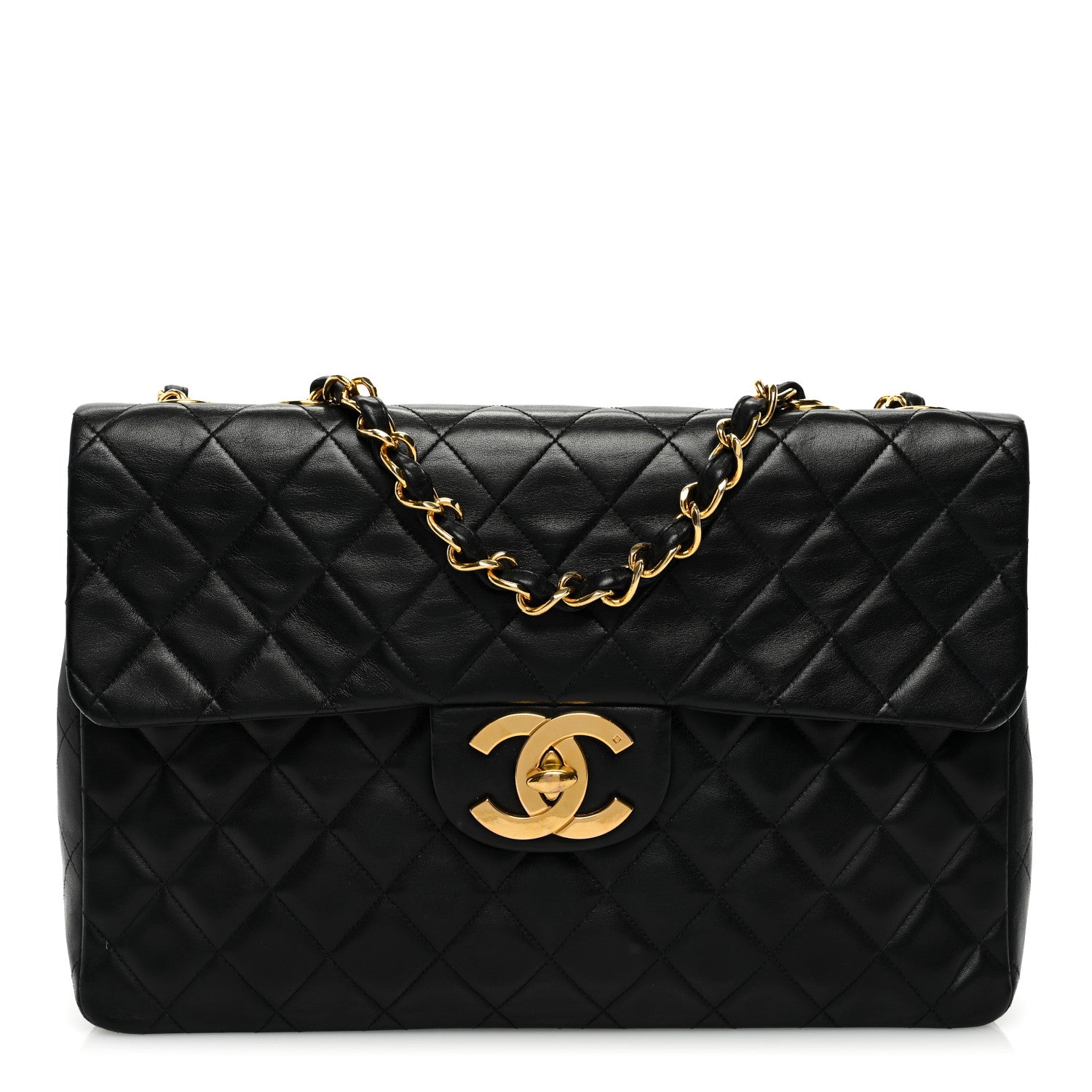 Chanel Lambskin Quilted XL Jumbo Single Flap Black 1 of 10