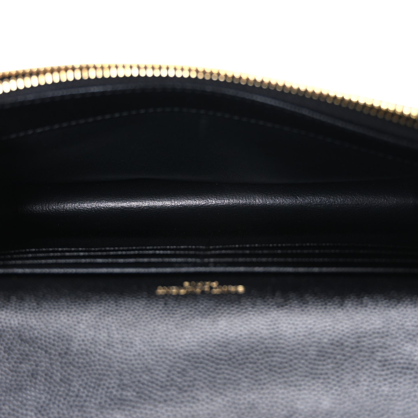 Grain De Poudre Matelasse Chevron Monogram Envelope Chain Wallet Black
