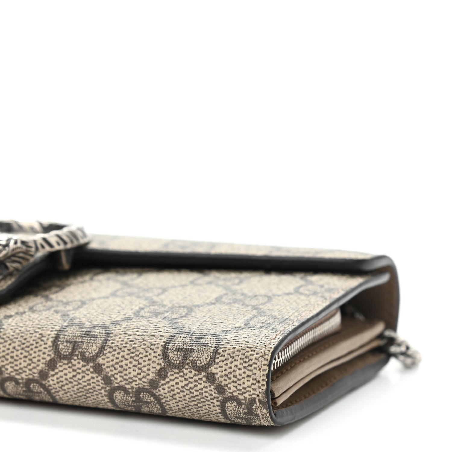Gucci GG Supreme Monogram Dionysus Chain Clutch Wallet Beige Taupe 9 of 9