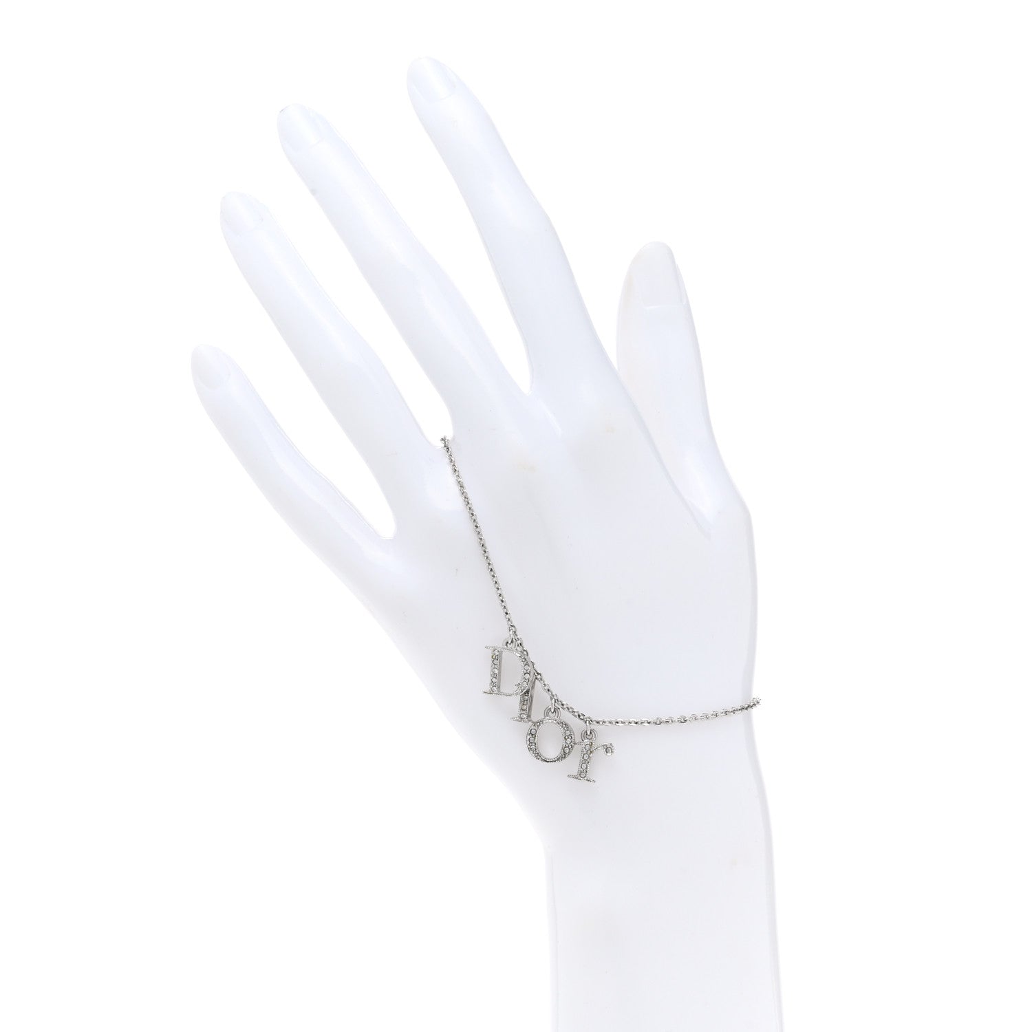 Christian Dior Crystal Logo Bracelet Silver 2 of 5