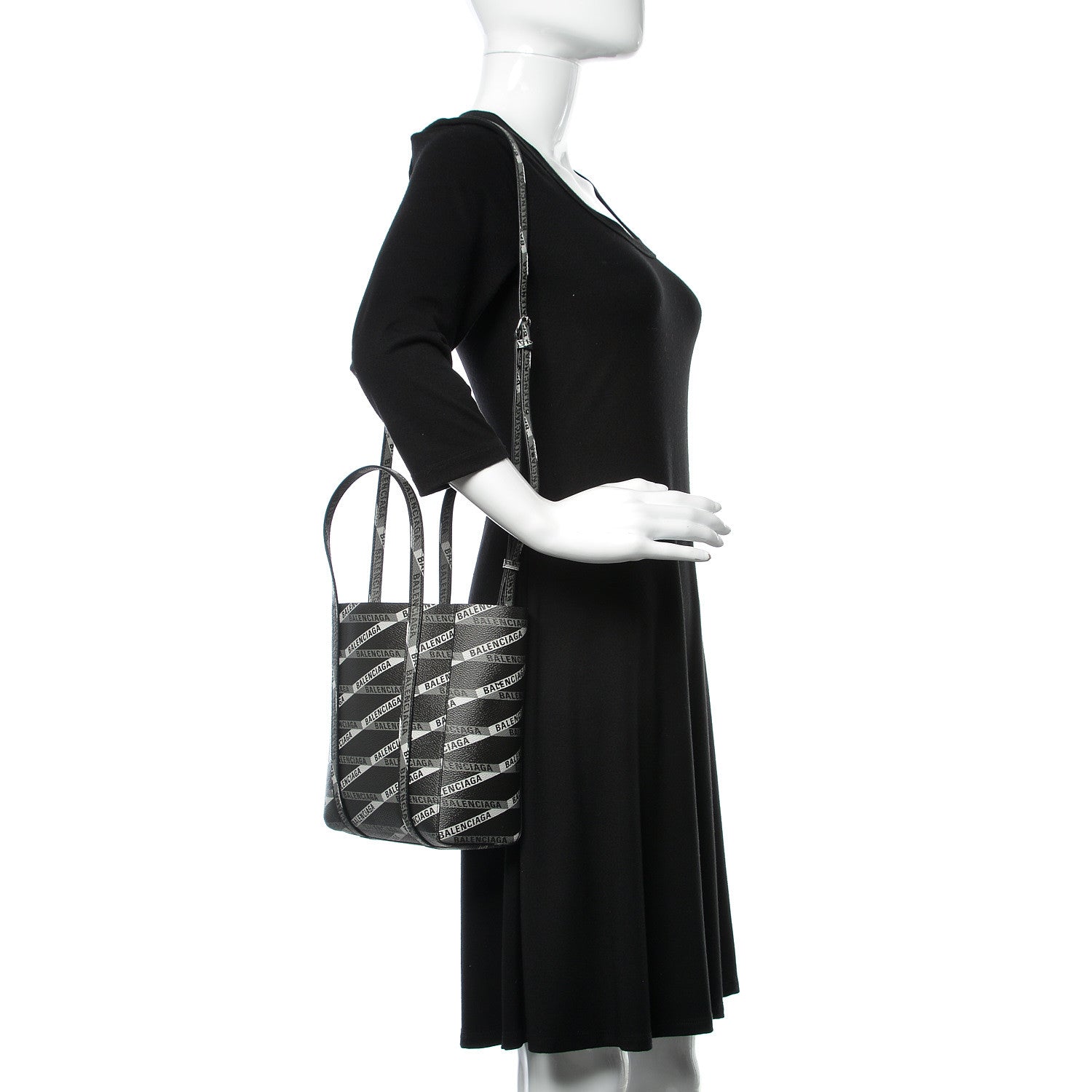 Balenciaga Coated Canvas Losange Monogram Mini Tote Black Grey 2 of 9
