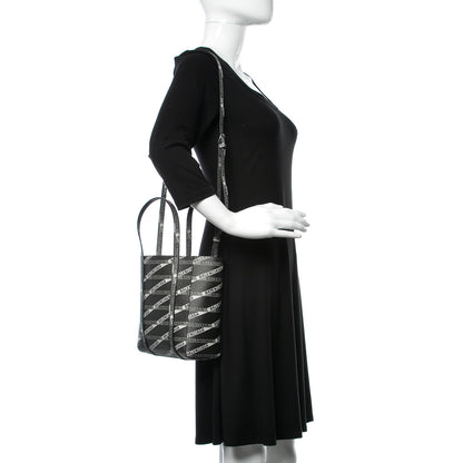 Balenciaga Coated Canvas Losange Monogram Mini Tote Black Grey 2 of 9