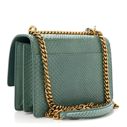 Saint Laurent Calfskin Snakeskin Small Monogram Sunset Sea Green 3 of 16