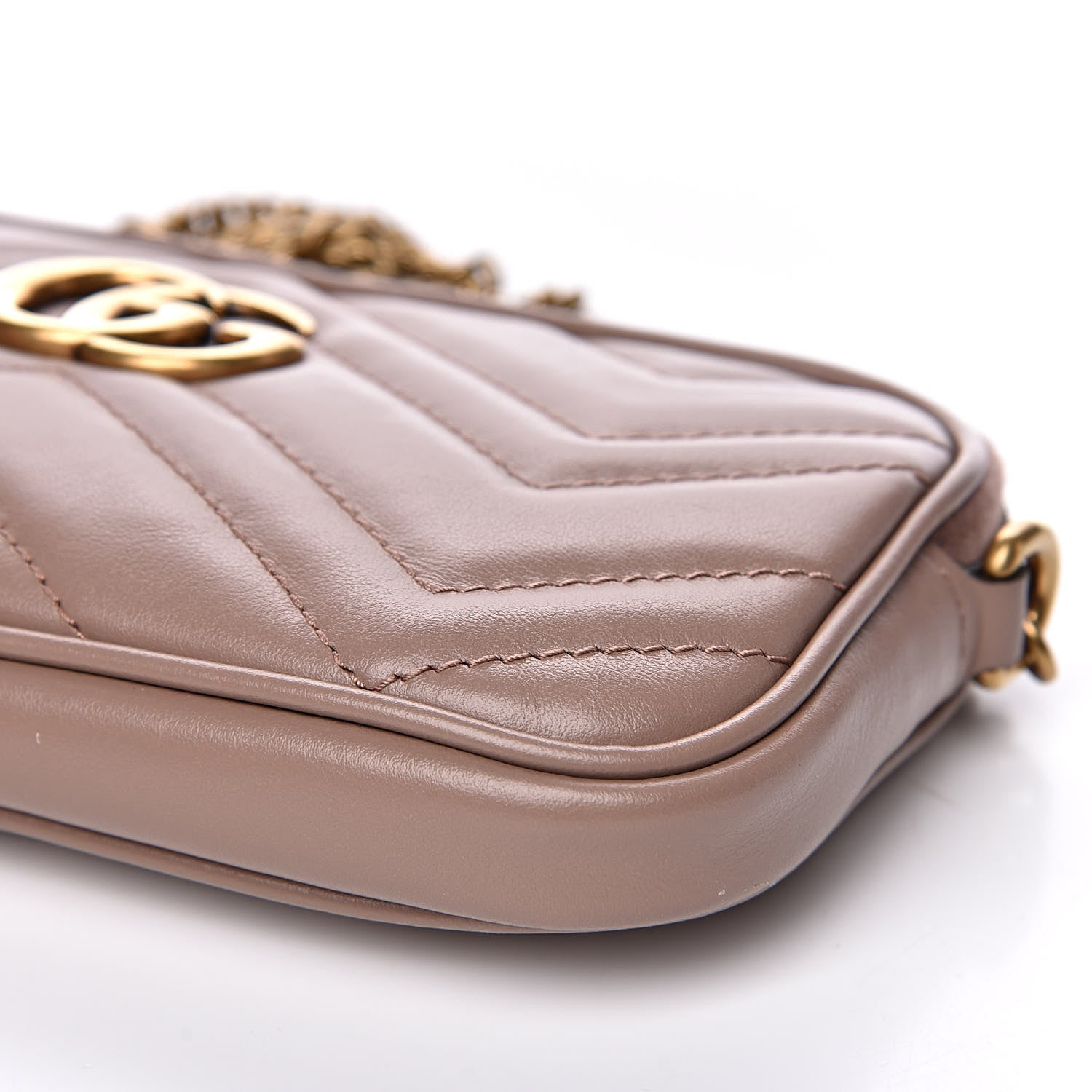 Gucci Calfskin Matelasse Mini GG Marmont Chain Crossbody Bag Porcelain Rose 10 of 14