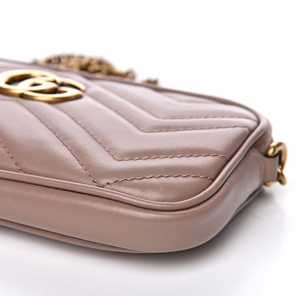 Gucci Calfskin Matelasse Mini GG Marmont Chain Crossbody Bag Porcelain Rose 10 of 14