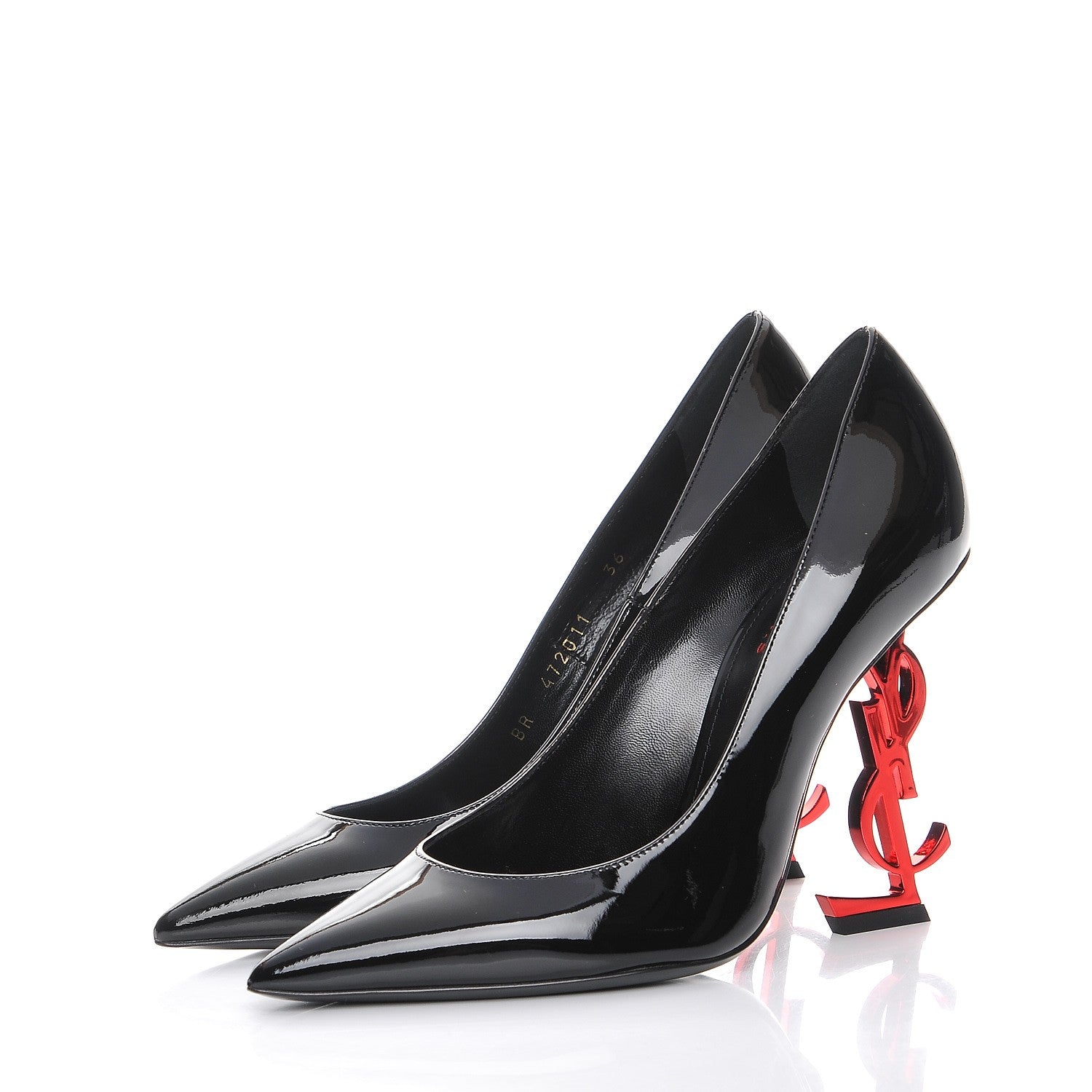 Saint Laurent Patent Opyum 100 Pumps 36 Black Red 3 of 10