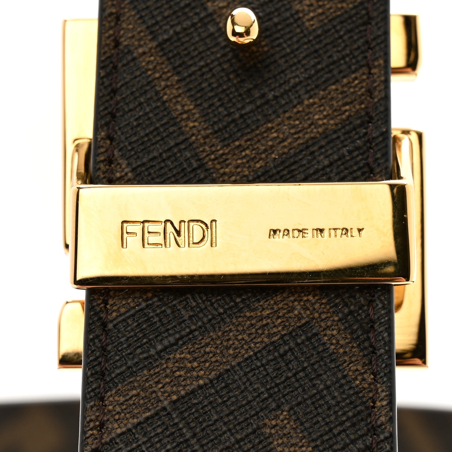 Fendi Cuoio Romano Glazed Fabric FF 1974 Reversible Belt 95 38 Black Tobacco 5 of 6