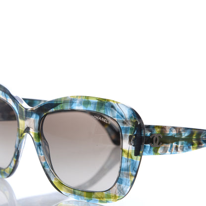 Chanel Acetate Square Plaid Frame Sunglasses 5324 Blue Green 7 of 8