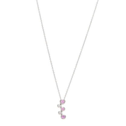 Tiffany Platinum Diamond Pink Sapphire Bubble Pendant Necklace 1 of 4