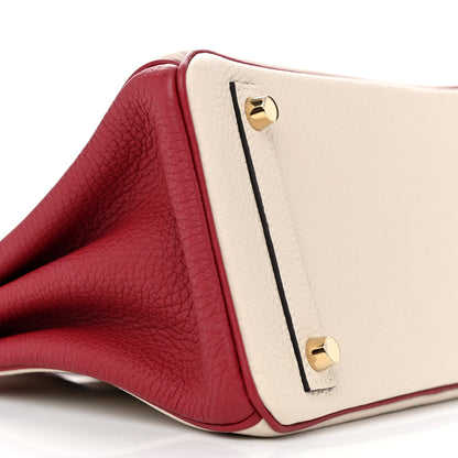 Hermes Togo Horseshoe Birkin 25 Craie Rouge Grenat 9 of 11