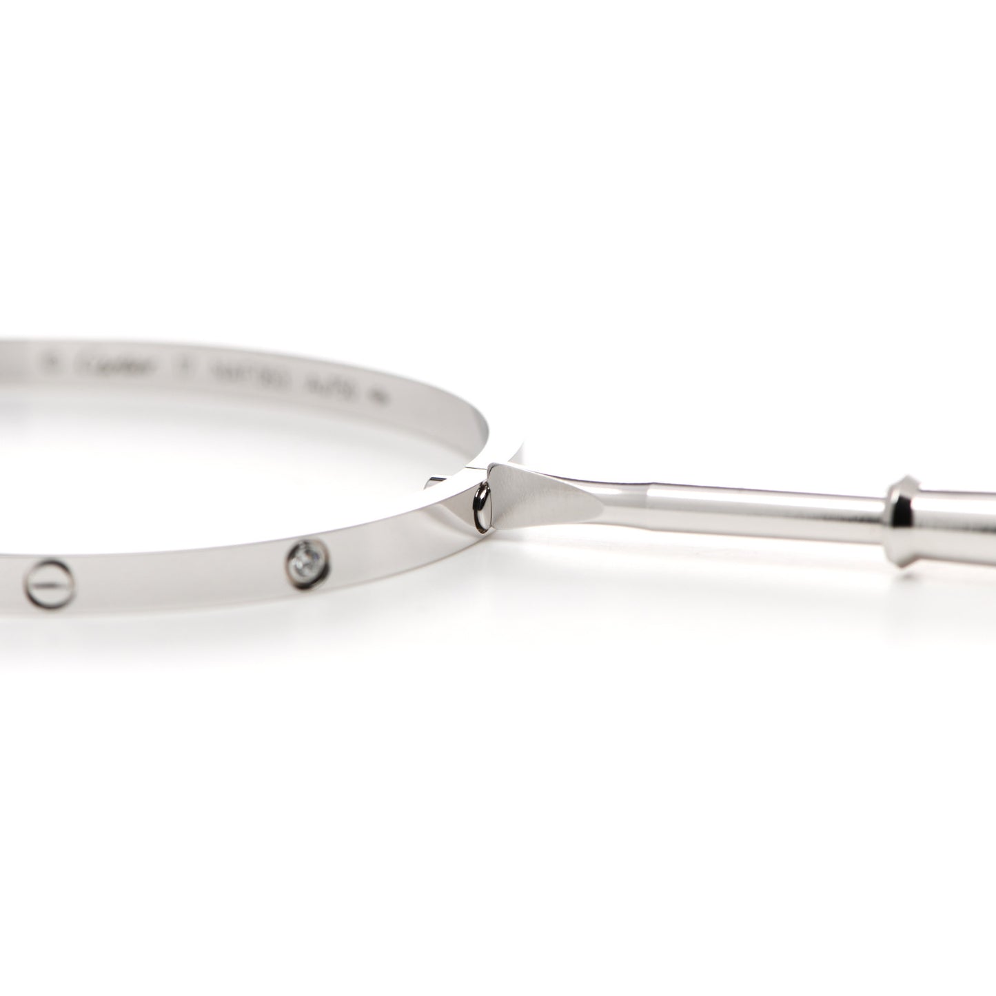 18K White Gold 6 Diamond Small LOVE Bracelet 17