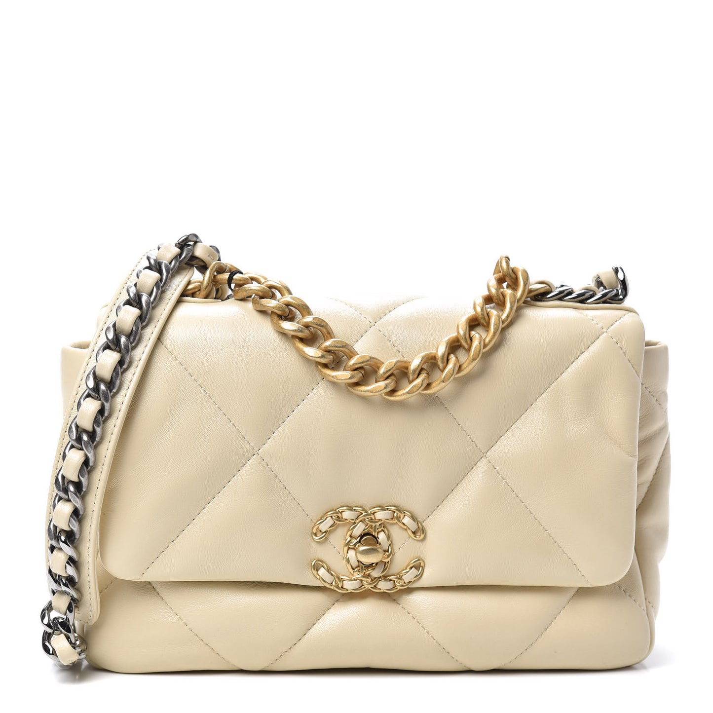 Lambskin Quilted Medium 19 Flap Beige