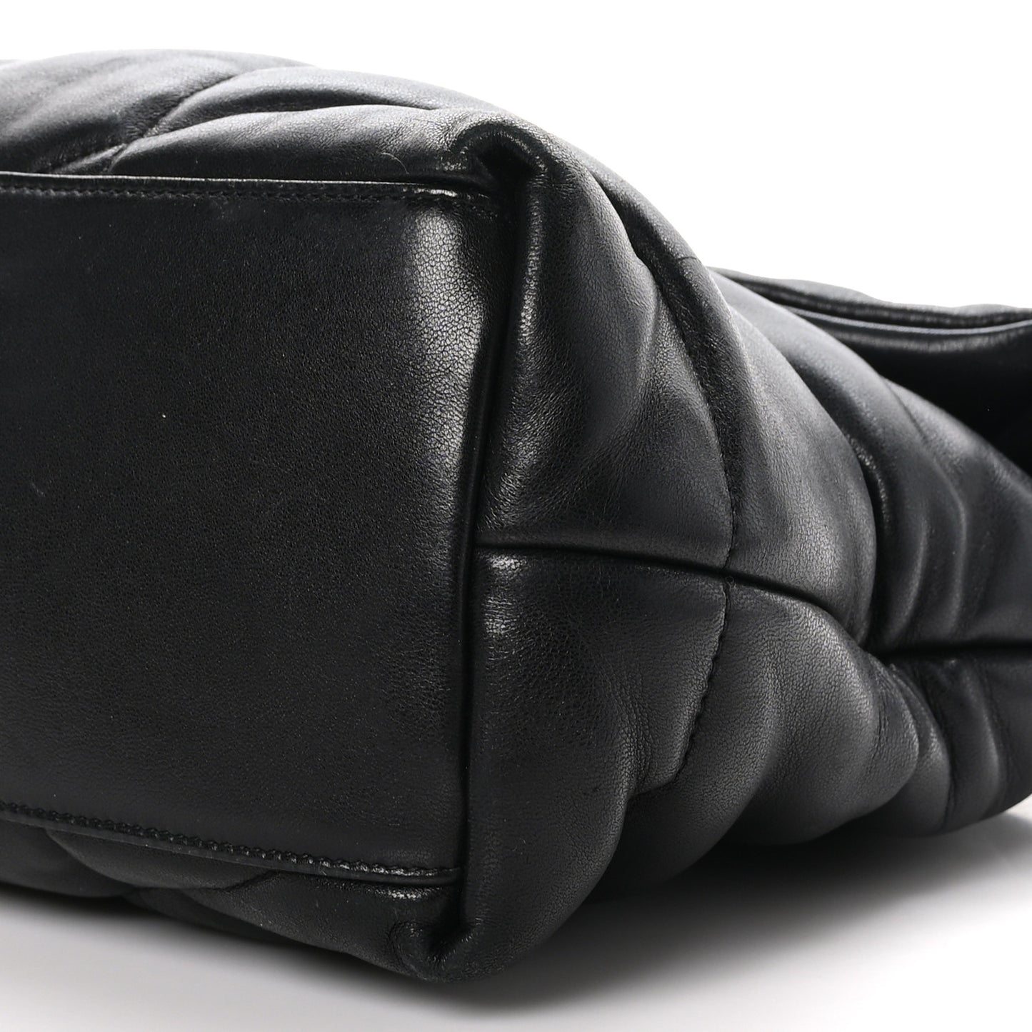 Lambskin Quilted Medium Loulou Puffer Monogram Chain Satchel Black
